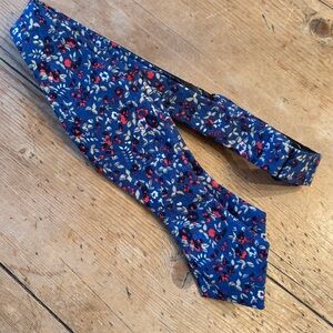 J.Crew Mini Floral Blue, Red, & White Cotton Bow Tie